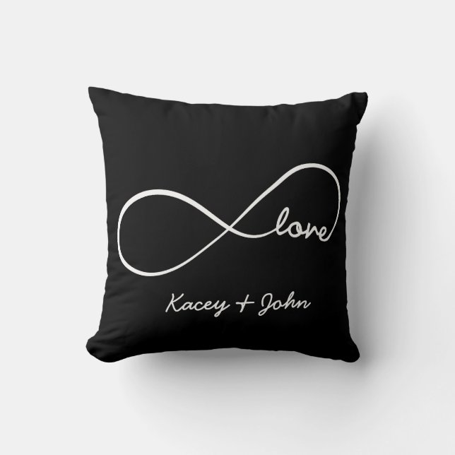 Infinity Love - black and white Throw Pillow (Front)