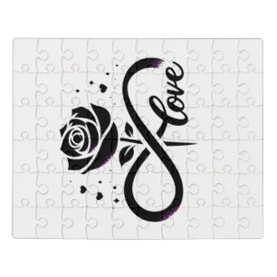 Infinity Love Black Rose - Eternal Romantic Love D Jigsaw Puzzle