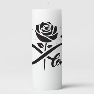 Infinity Love Black Rose - Eternal Romantic Love D Pillar Candle