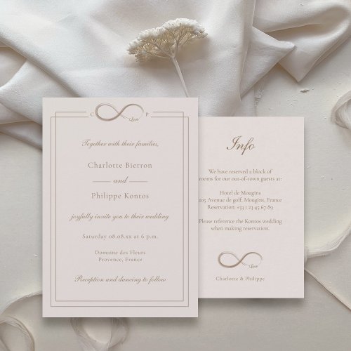 Infinity Love Custom Initials Light Pink Wedding Invitation