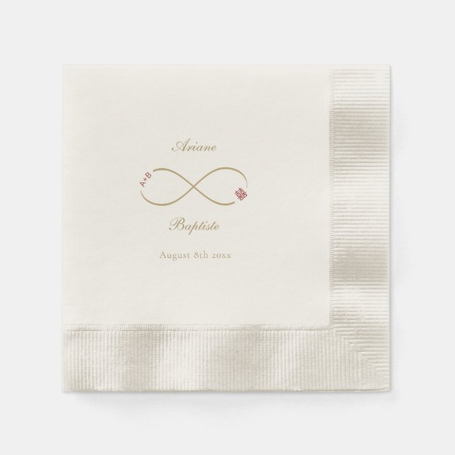 Infinity Love Double Happiness Chinese Wedding  Napkins (Front)