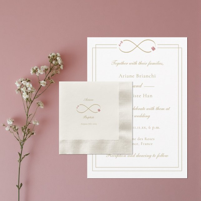Infinity Love Double Happiness Chinese Wedding  Napkins (Creator Uploaded)
