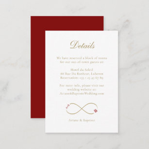 Infinity Love Double Happiness Wedding Detail Info Enclosure Card