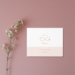 Infinity Love Double Happiness White Blush Wedding Guest Book