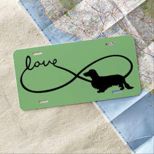 Infinity Love Lemniscate Long-Hair Dachshund 1 License Plate