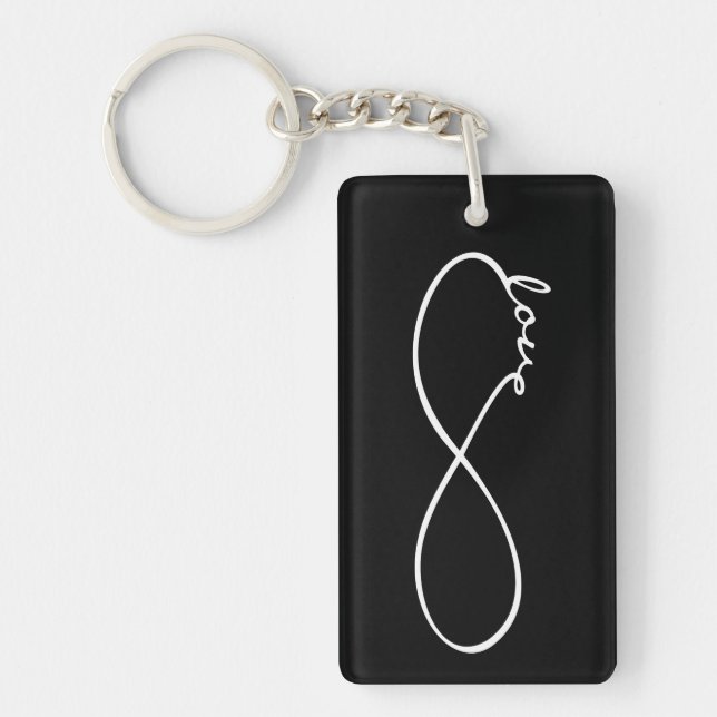 Infinity Love Lemniscate white + your backgr. Keychain (Front)