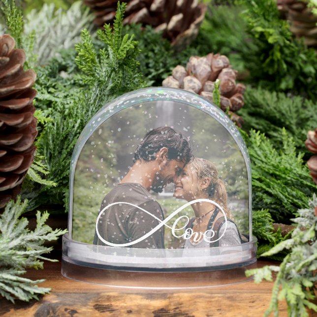 Infinity Love Modern Script Photo Snow Globe (Winter)