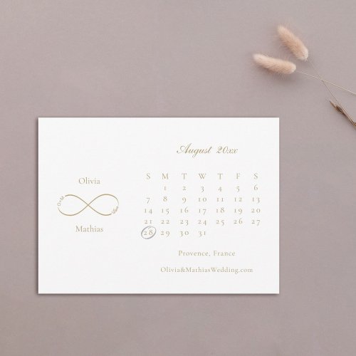 Infinity Love Monogram Calendar White Blush  Save The Date