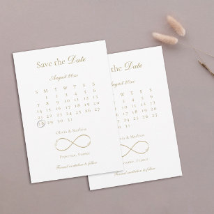 Infinity Love Monogram Calendar White Wedding Save The Date