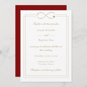 Infinity Love Monogram Double Happiness Wedding Invitation