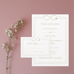 Infinity Love Monogram Double Happiness Wedding RSVP Card
