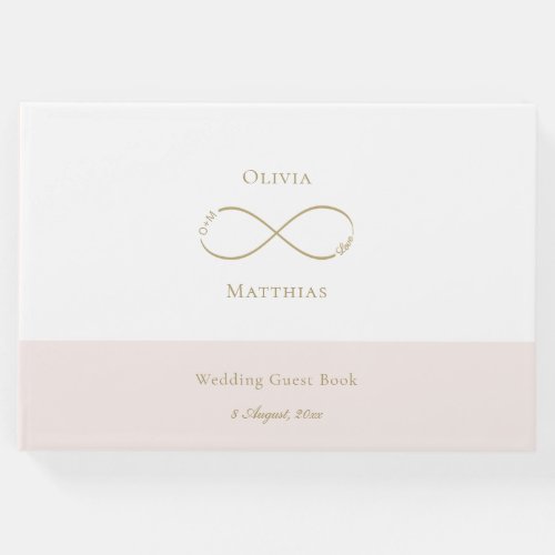 Infinity Love Monogram White Blush Elegant Wedding Guest Book