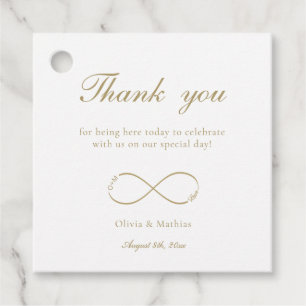Infinity Love Monogram White Thank You Wedding  Favor Tags