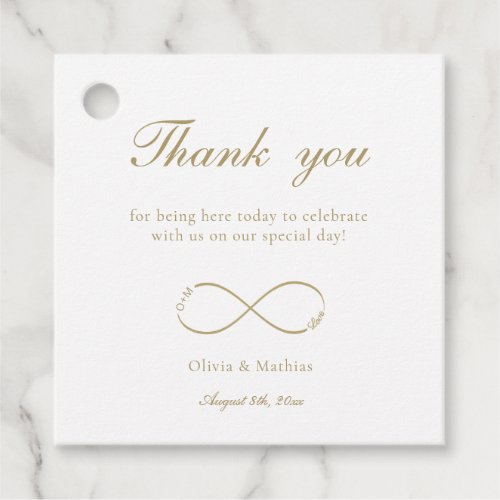 Infinity Love Monogram White Thank You Wedding  Favor Tags