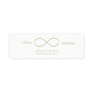 Infinity Love Monogram White Wedding Address Label