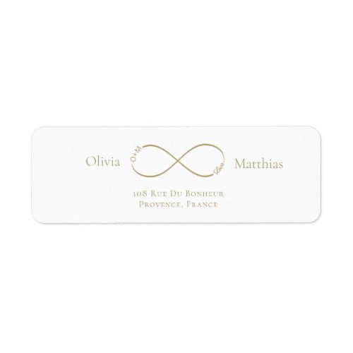 Infinity Love Monogram White Wedding Address Label