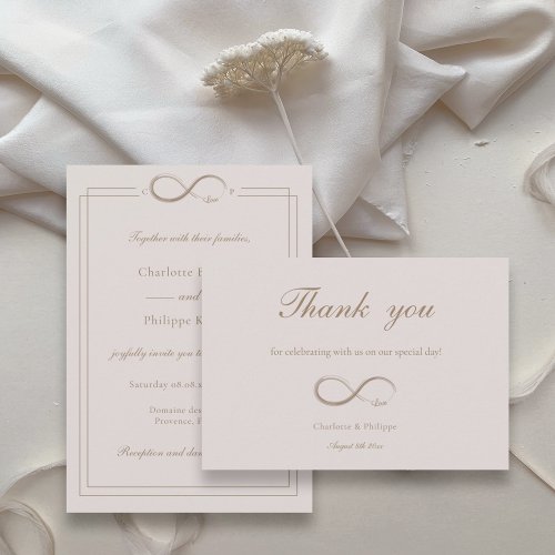 Infinity Love Pink Gold Wedding Thank You Card