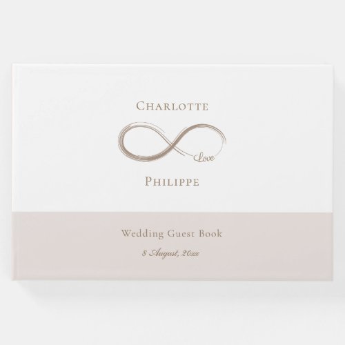 Infinity Love Pink Gold White Minimalist Wedding Guest Book