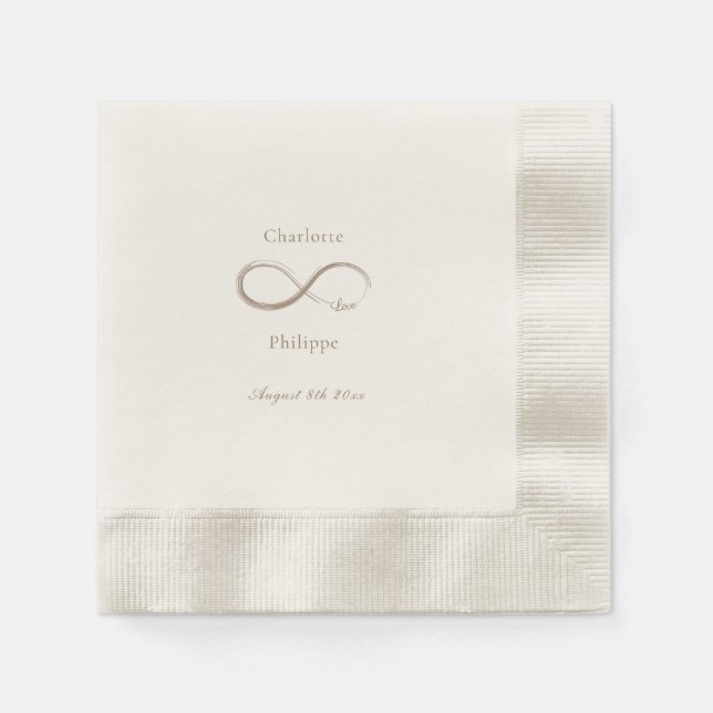 Infinity Love Wedding Minimalist Elegant Gold  Napkins (Front)