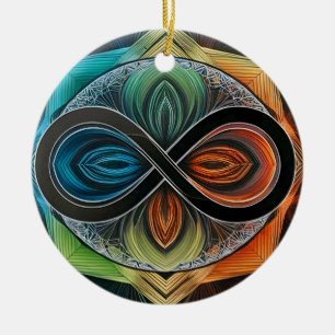 Infinity Mandala  African Tribal Mask  Abstract  Ceramic Ornament