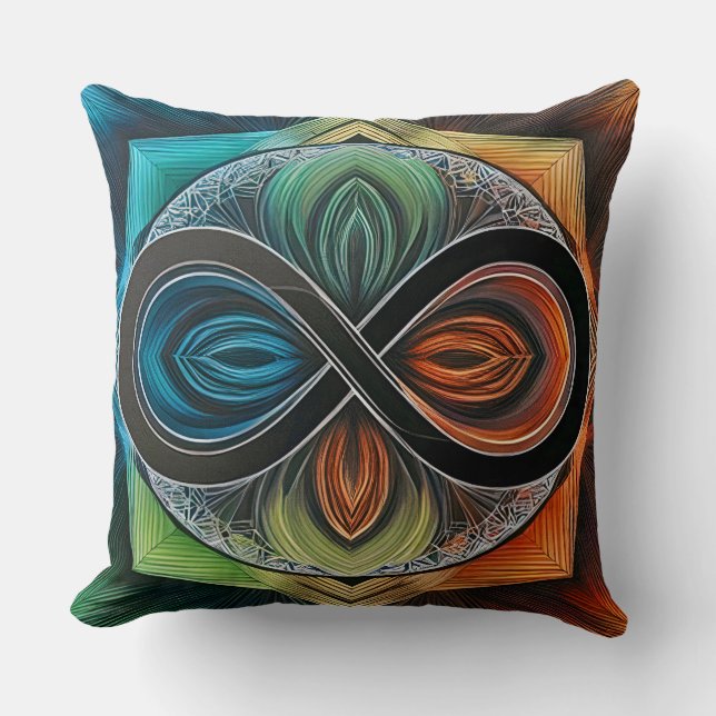 Infinity Mandela African Tribal Madk Abstract Throw Pillow (Front)