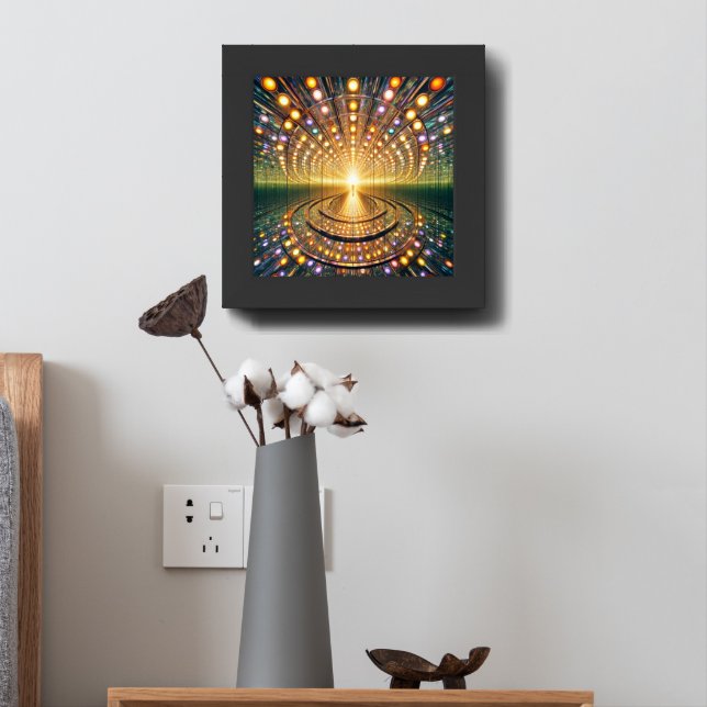 "Infinity Mirror Tunnel – Luminous Wall Art" Framed Art (Bedside)