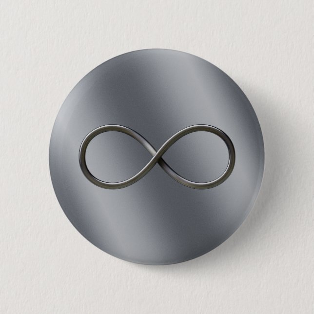 Infinity Nerd Symbol | Looking Silver Math Gift Button (Front)