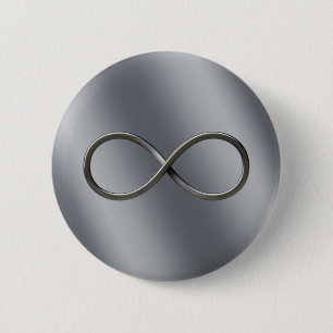Infinity Nerd Symbol Looking Silver Math Gift Button