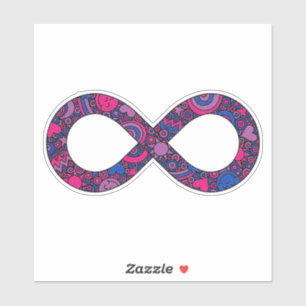 Infinity Neurodiverse Doodle Bisexual Pride Flag Sticker