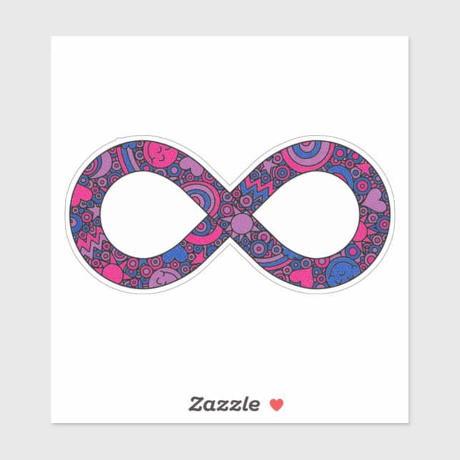 Infinity Neurodiverse Doodle Bisexual Pride Flag Sticker (Sheet)