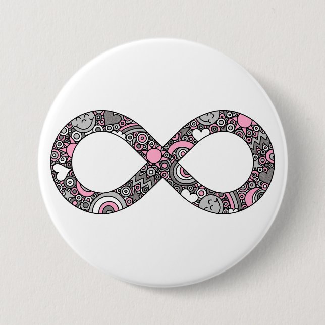 Infinity Neurodiverse Doodle Demigirl Pride Flag Button (Front)