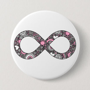 Infinity Neurodiverse Doodle Demigirl Pride Flag Button