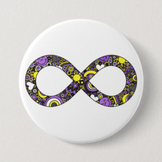 Infinity Neurodiverse Doodle Nonbinary Pride Flag Button