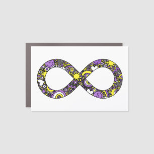 Infinity Neurodiverse Doodle Nonbinary Pride Flag Car Magnet