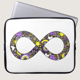 Infinity Neurodiverse Doodle Nonbinary Pride Flag Laptop Sleeve