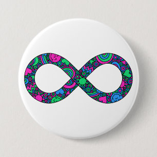 Infinity Neurodiverse Doodle Polysexual Pride Flag Button