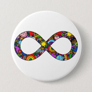 Infinity Neurodiverse Doodle Progress Pride Flag Button