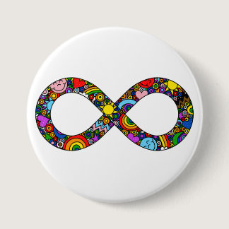 Infinity Neurodiverse Doodle Progress Pride Flag Button