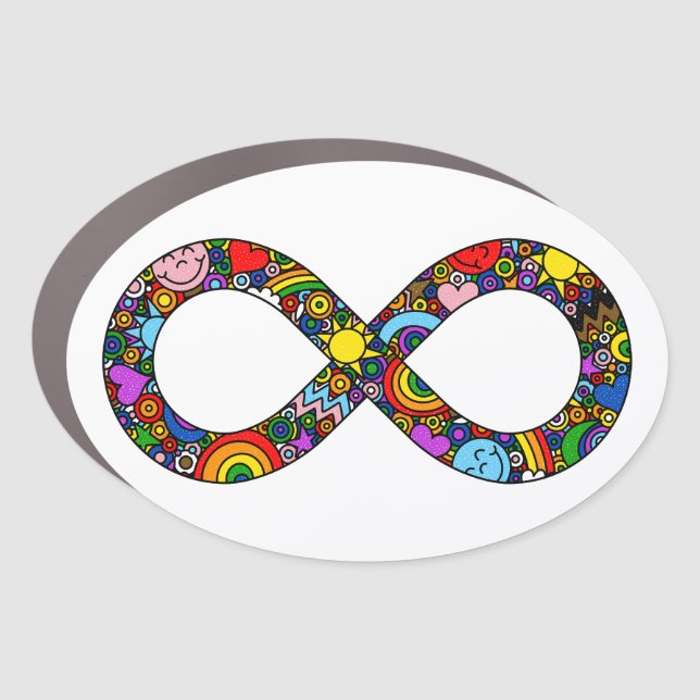 Infinity Neurodiverse Doodle Progress Pride Flag Car Magnet (Front)