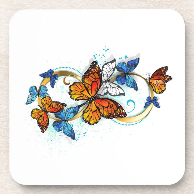 Infinity of Monarch Butterflies Beverage Coaster (Front)