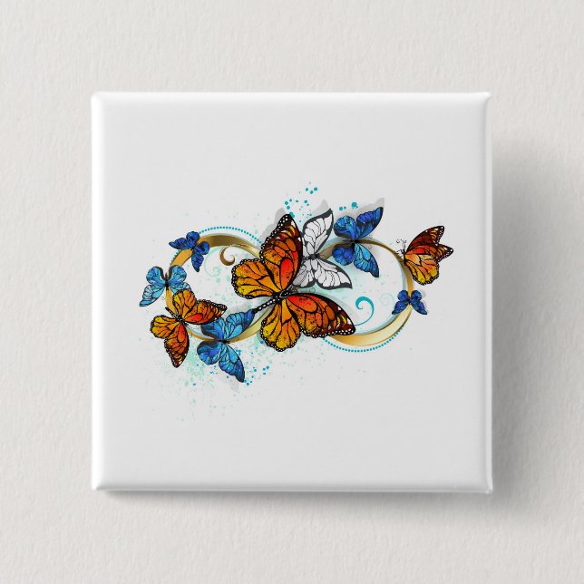 Infinity of Monarch Butterflies Button (Front)