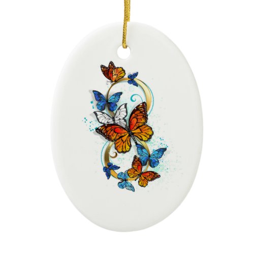Infinity of Monarch Butterflies Ceramic Ornament