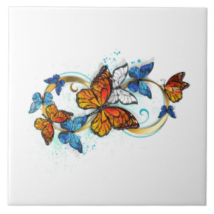Infinity of Monarch Butterflies Ceramic Tile