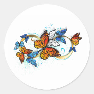 Infinity of Monarch Butterflies Classic Round Sticker