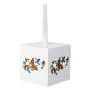Infinity of Monarch Butterflies Cube Ornament