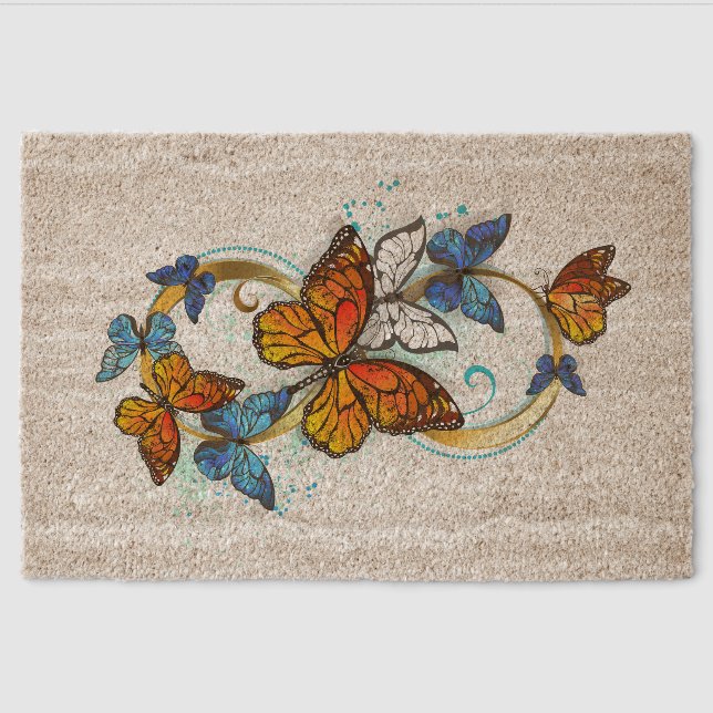 Infinity of Monarch Butterflies Fiber Doormat (Front)