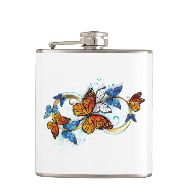 Infinity of Monarch Butterflies Flask (Front)
