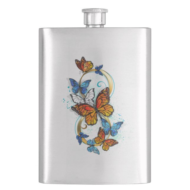 Infinity of Monarch Butterflies Flask (Front)