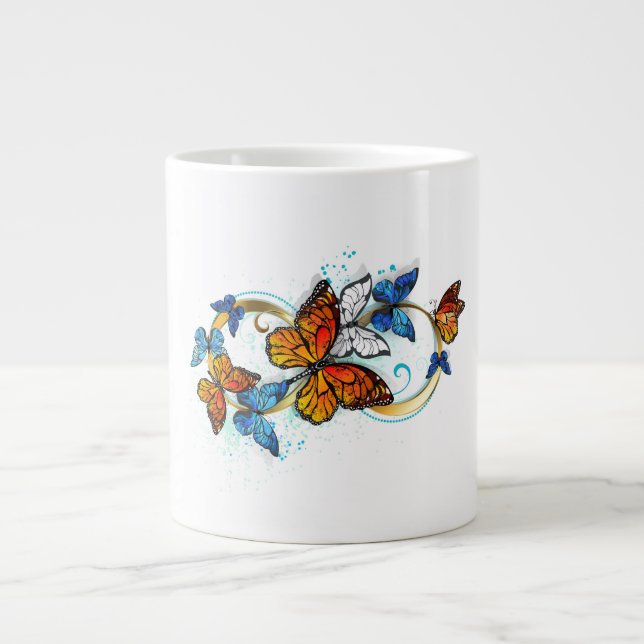 Infinity of Monarch Butterflies Giant Coffee Mug (Front)