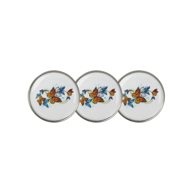 Infinity of Monarch Butterflies Golf Ball Marker (3 Up)